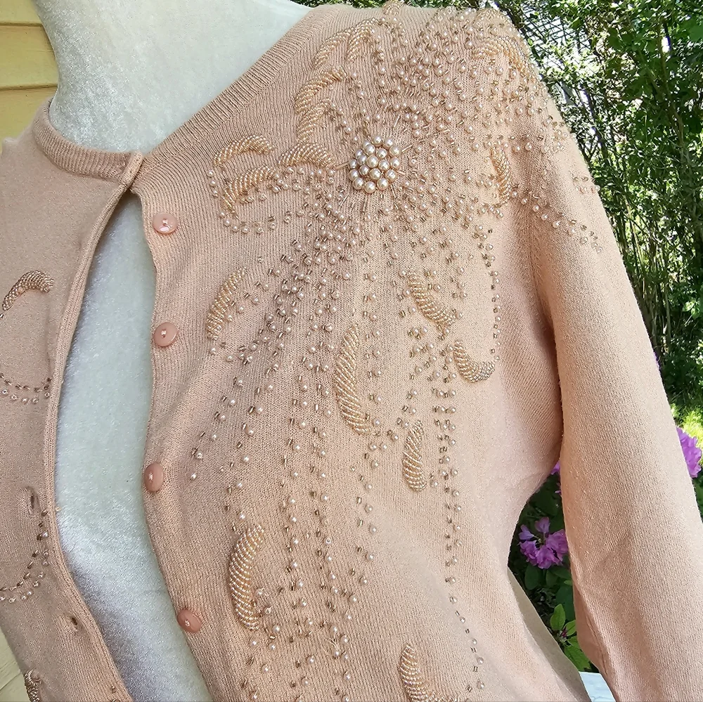 Anne Klein Beaded Cardigan Sweater - Picture 2 of 9
